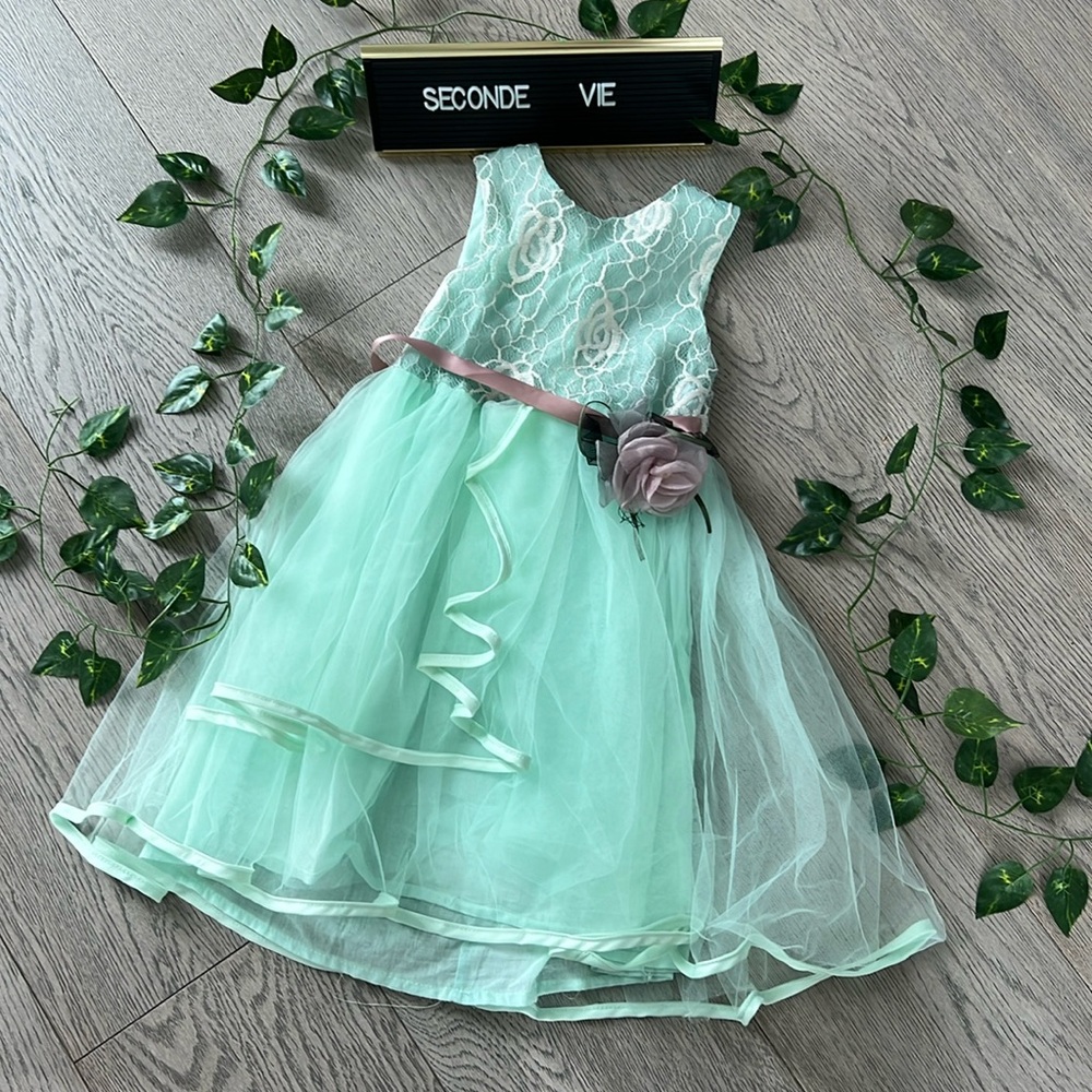 Mint green tulle dress for toddler